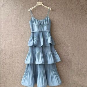 NWOT Zimmermann Light Blue Tiered Midi Dress, Size AU 2 = M